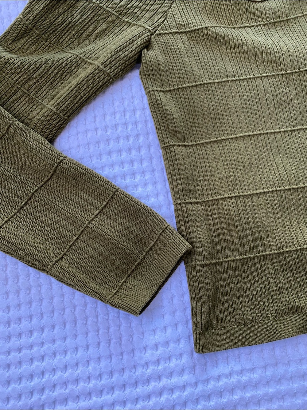 Cabi Exec Cardigan #4470 Olive Green Ribbed Button-Up Cardigan - Picture 5 of 14